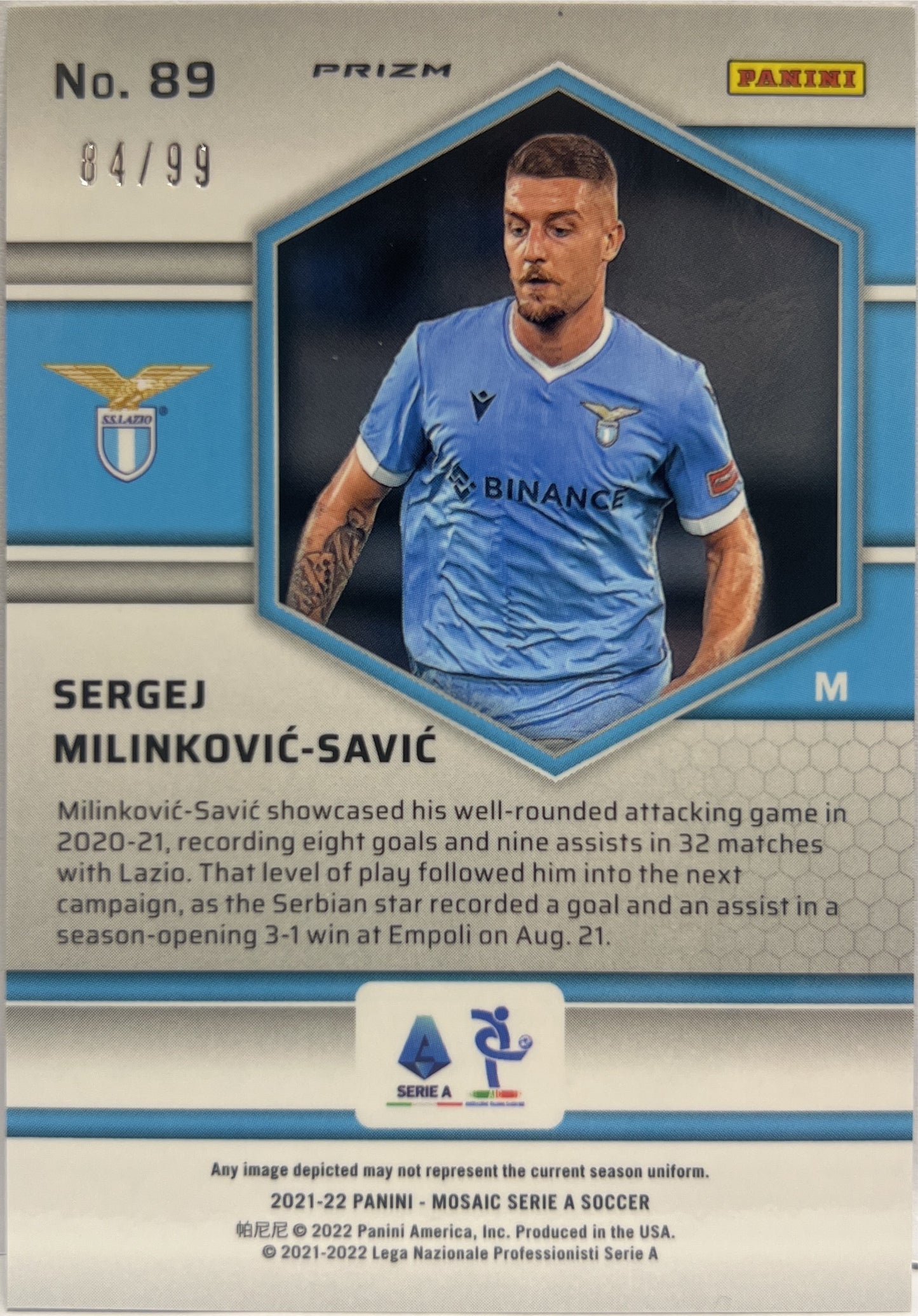 Sergej Milinkovic Savic 84/99 Blue Mosaic Serie A 2021/22