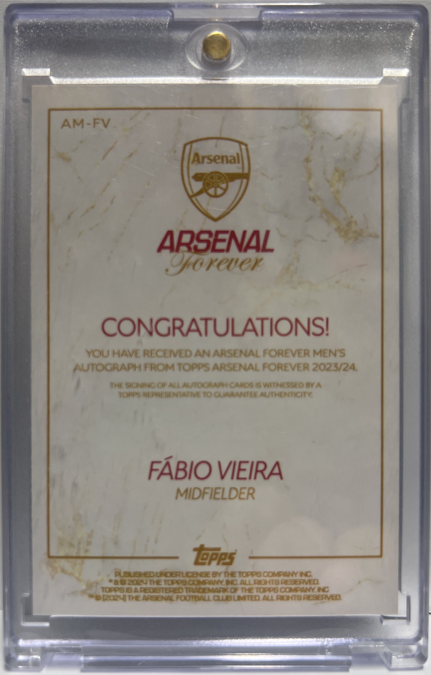Fabio Vieira Autograph Topps Arsenal Forever 2023/24