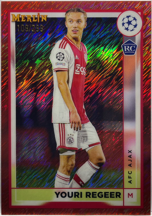 Youri Regeer 109/299 Rookie Rose Gold Shimmer Topps Chrome Merlin 2022/23