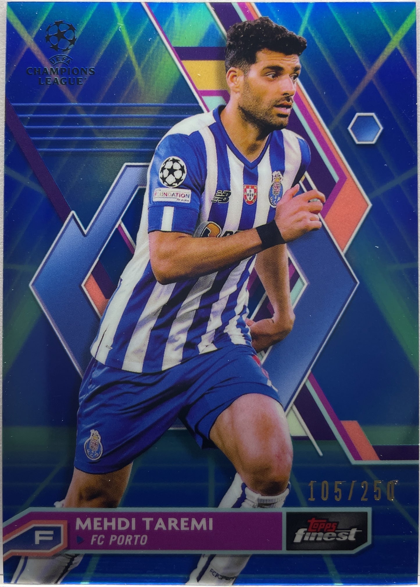 Mehdi Taremi 105/250 Blue/Aqua Vaporwave Topps Finest UCC 2022/23