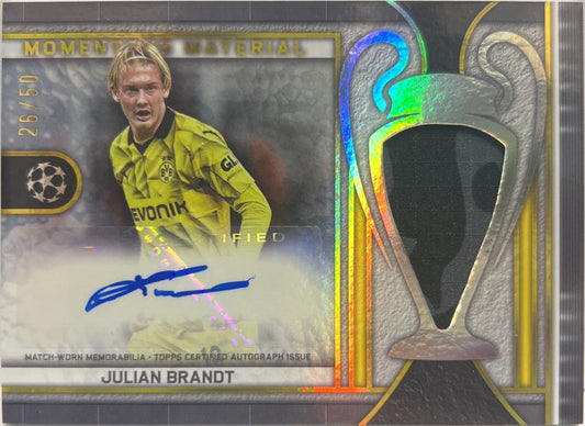 Julian Brandt 26/50 Patch Autograph Momentous Material Topps Museum 2023/24