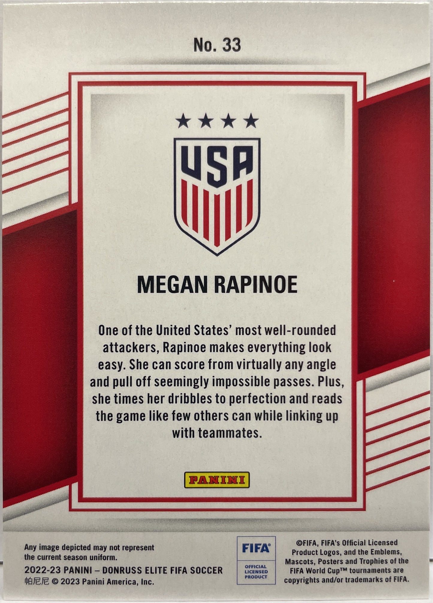 Megan Rapinoe 1/10 Gold Disco Donruss Elite Fifa 2022/23