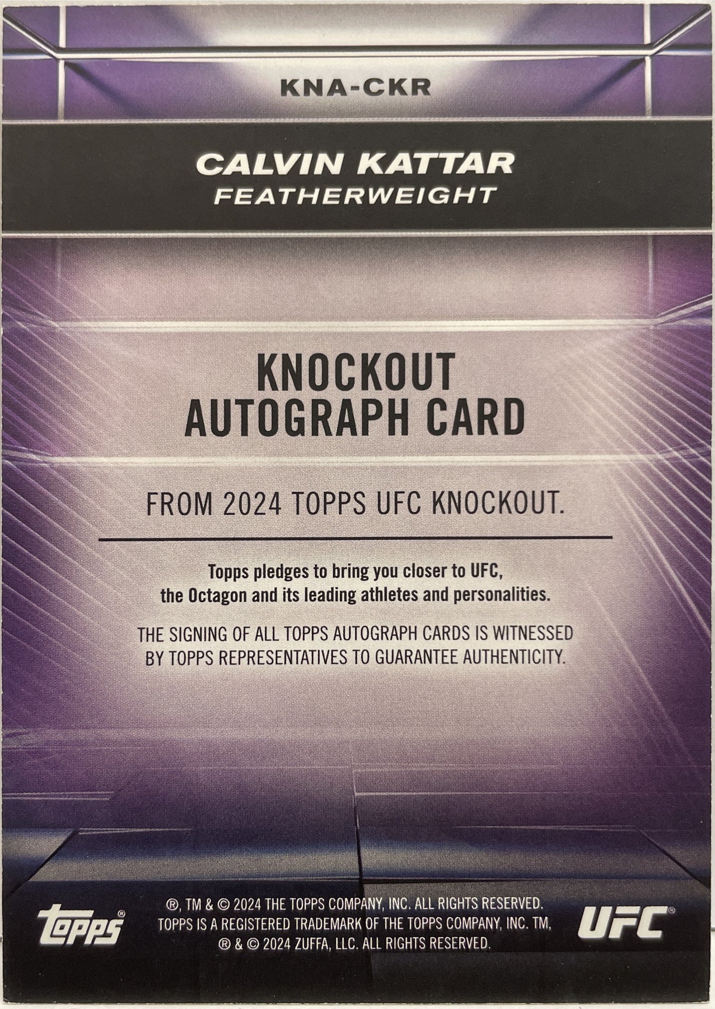 Calvin Kattar 21/50 Autograph Blue Topps Knockout UFC 2024