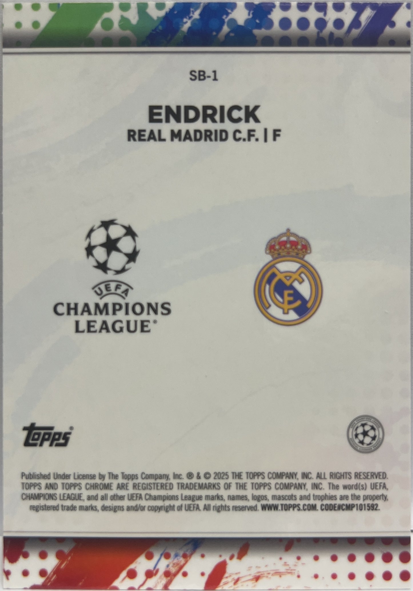 Endrick Rookie Soccer Brush Topps Chrome UCC 2024/25