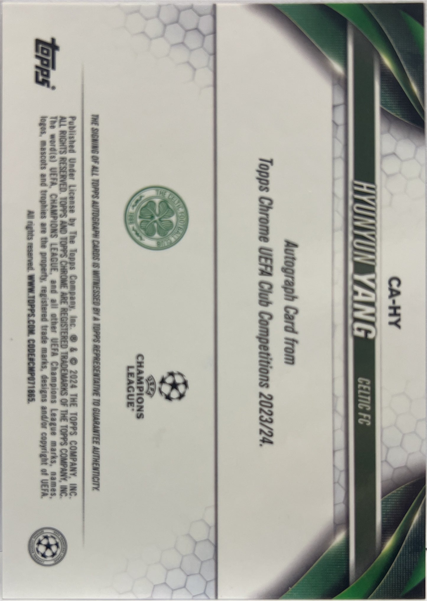 Hyunyun Yang Rookie Autograph Topps Chrome UCC 2023/24