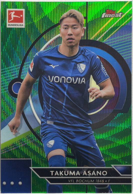 Takuma Asano 16/99 Green Wave Topps Finest Bundesliga 2022/23