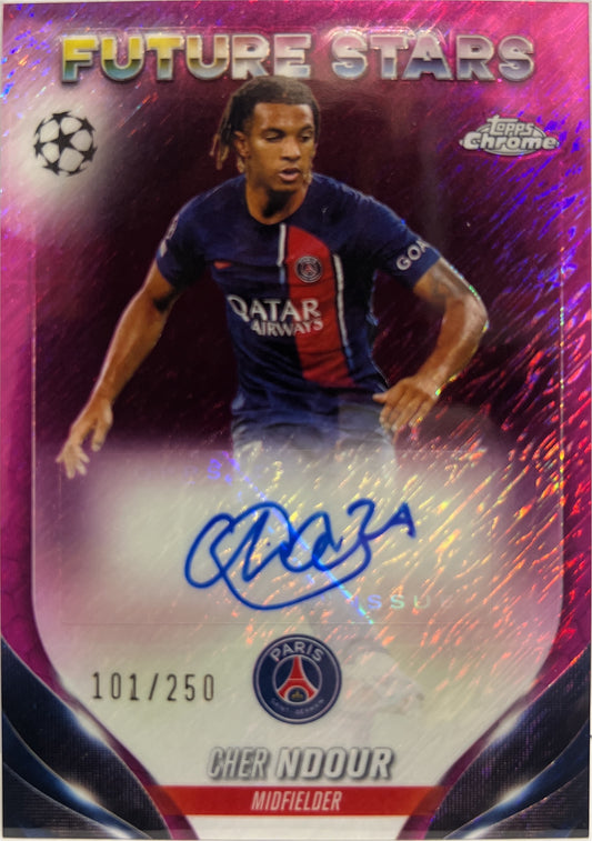 Cher Ndour 101/250 Autograph Future Stars Purple Shimmer Topps Chrome UCC 2023/24