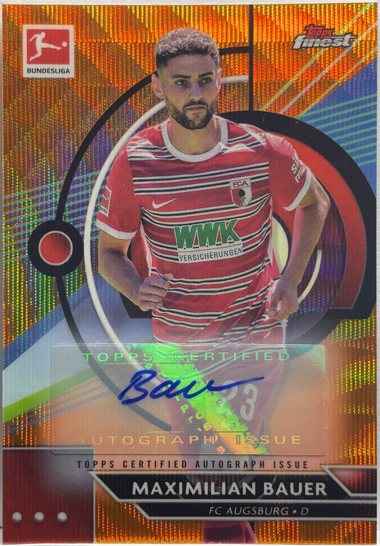 Maximilian Bauer 9/10 Autograph Orange Wave Topps Finest Bundesliga 2022/23