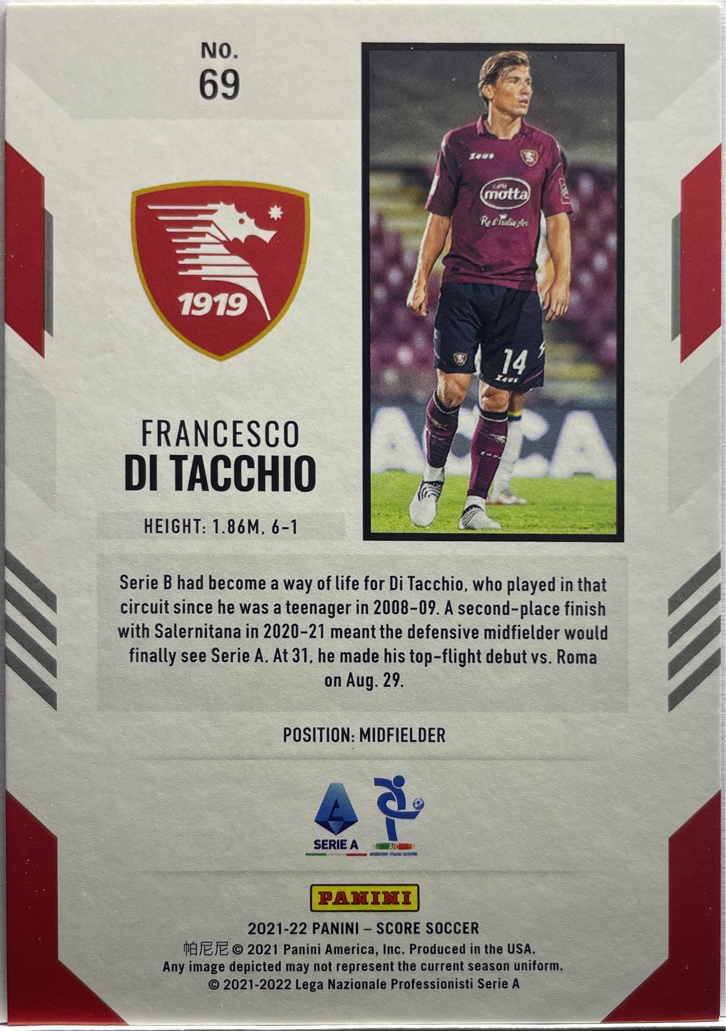 Francesco Di Tacchio 2/49 Rookie Blue Score Serie A 2021/22