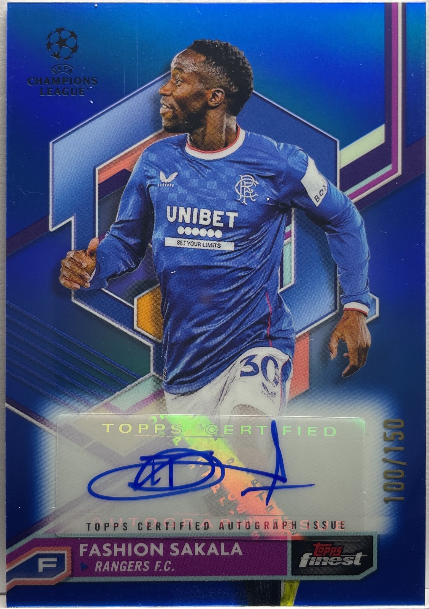 Fashion Sakala 100/150 Autograph Blue Topps Finest UCC 2022/23