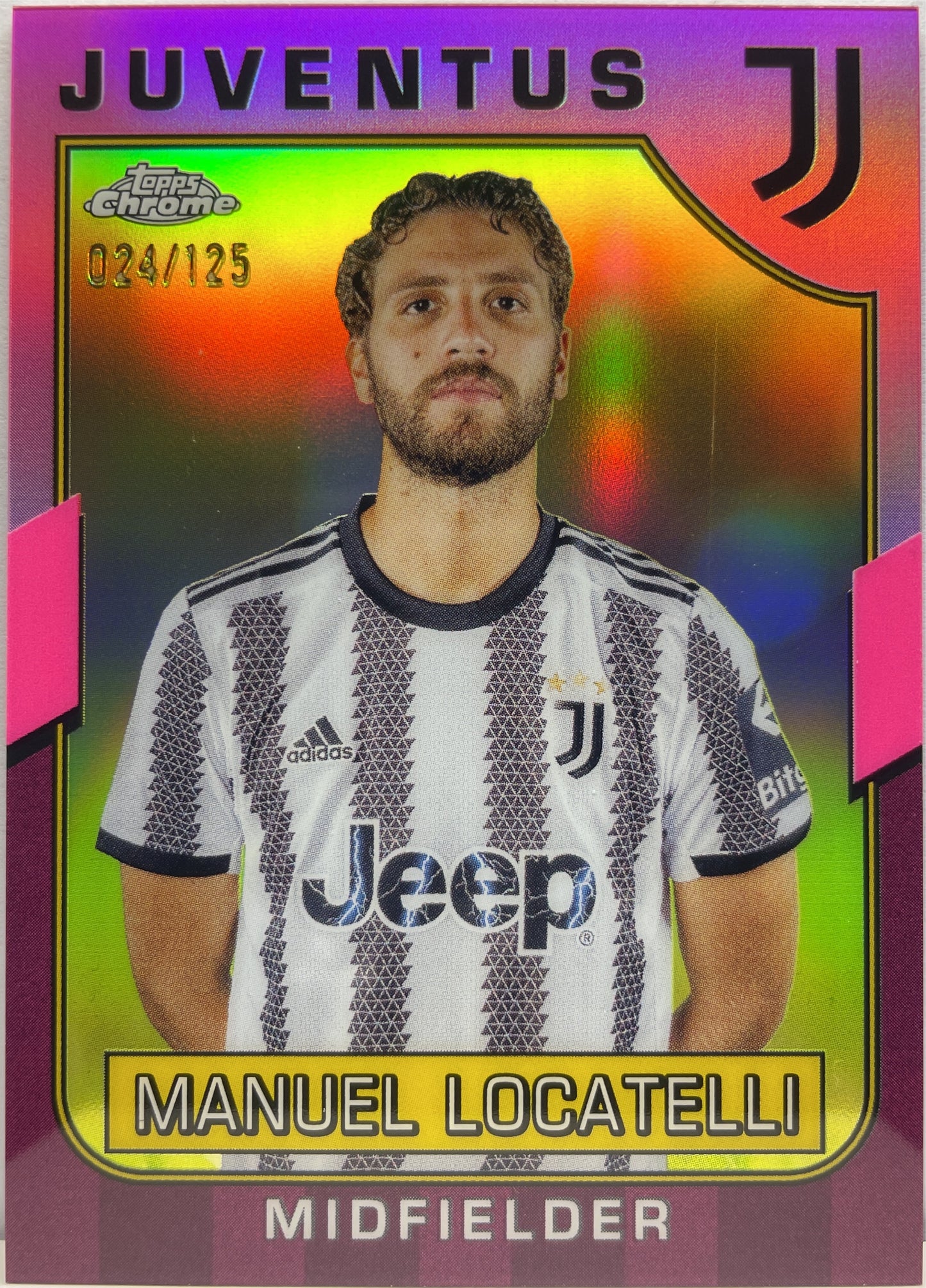 Manuel Locatelli 24/125 Pink Topps Chrome Juventus 2022/23