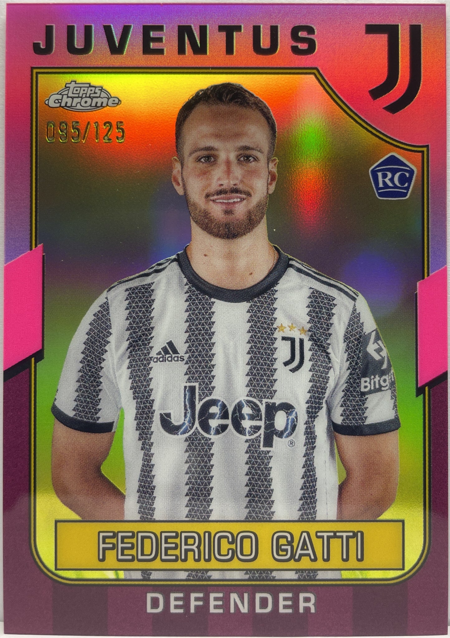 Federico Gatti 95/125 Rookie Pink Topps Chrome Juventus 2022/23