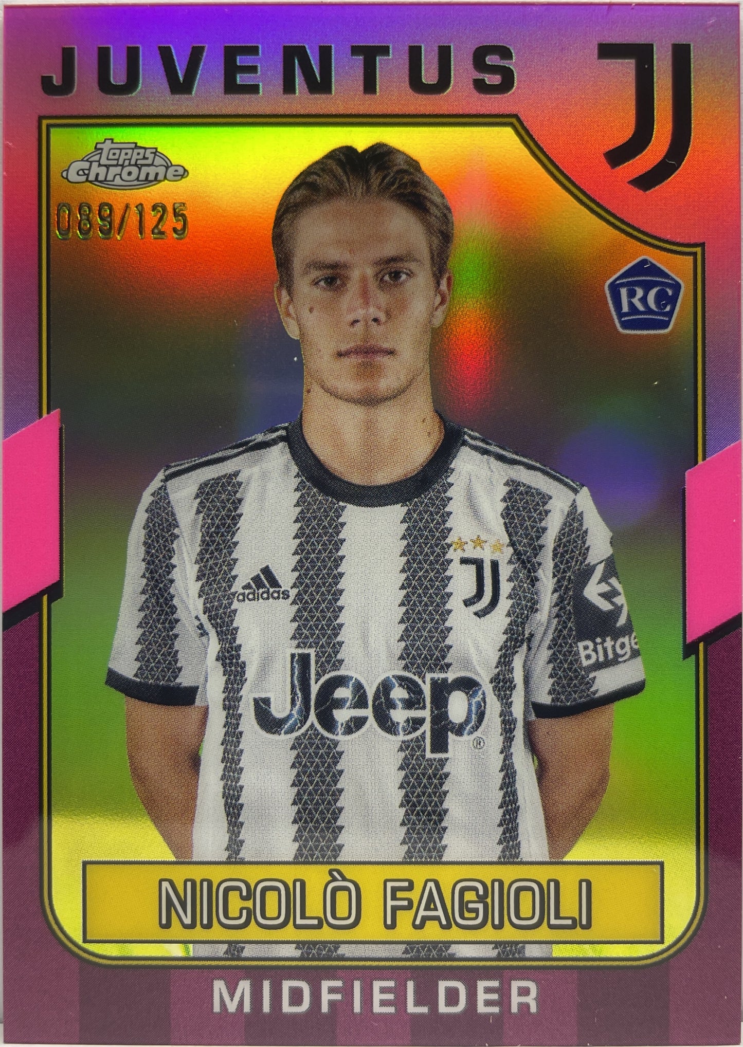 Nicolo Fagioli 89/125 Rookie Pink Topps Chrome Juventus 2022/23