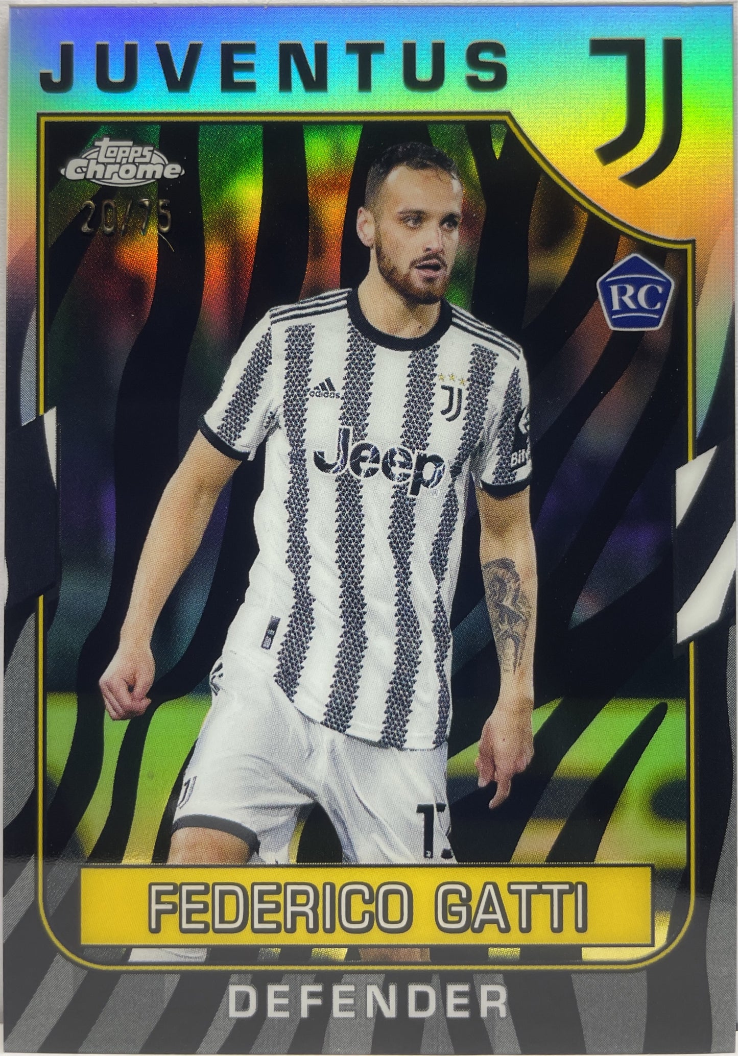 Federico Gatti 20/75 Rookie Zebra Topps Chrome Juventus 2022/23