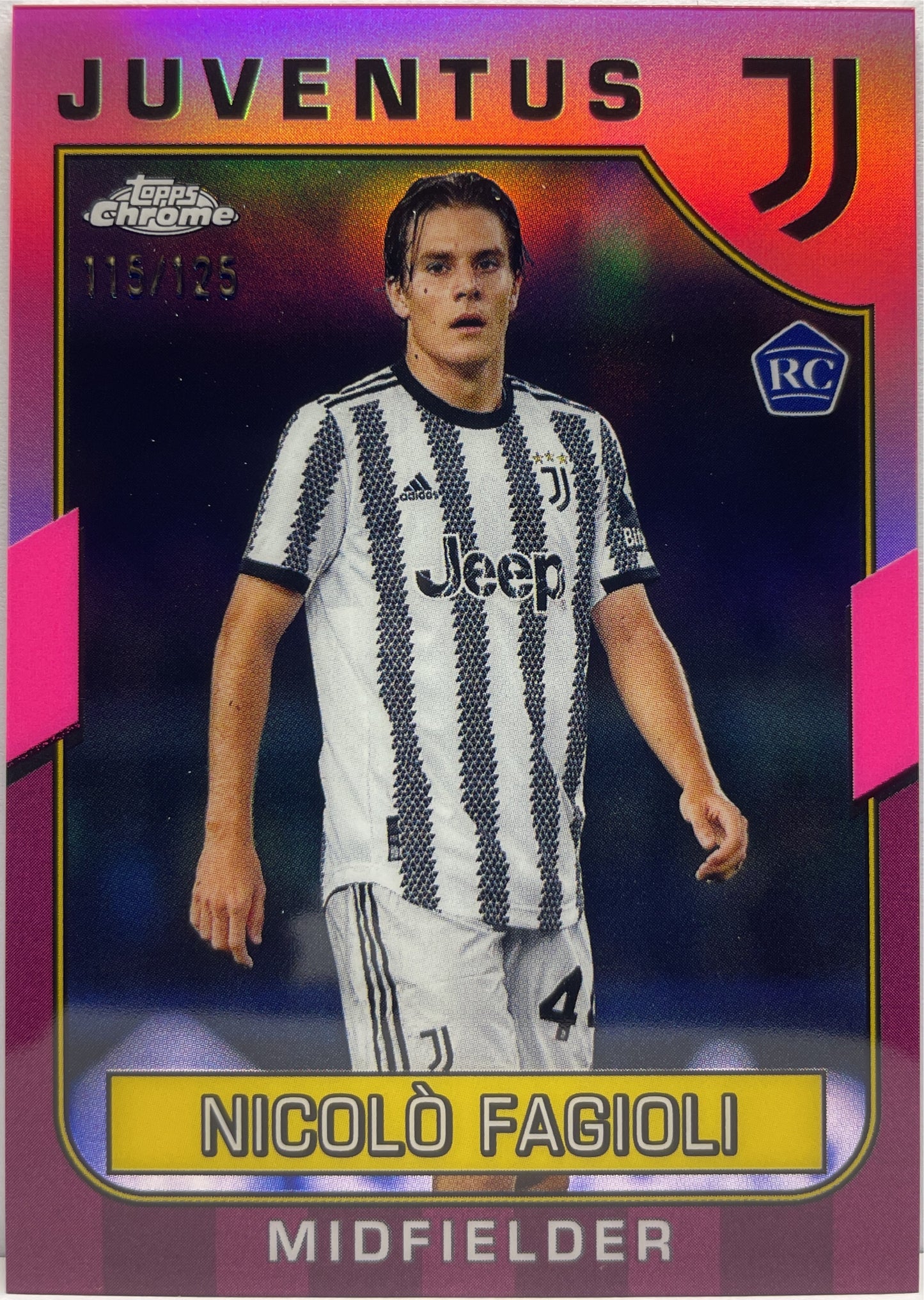 Nicolo Fagioli 115/125 Rookie Pink Topps Chrome Juventus 2022/23