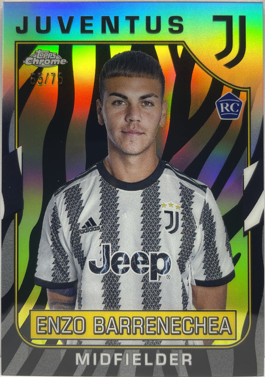 Enzo Barrenechea 65/75 Rookie Zebra Topps Chrome Juventus 2022/23