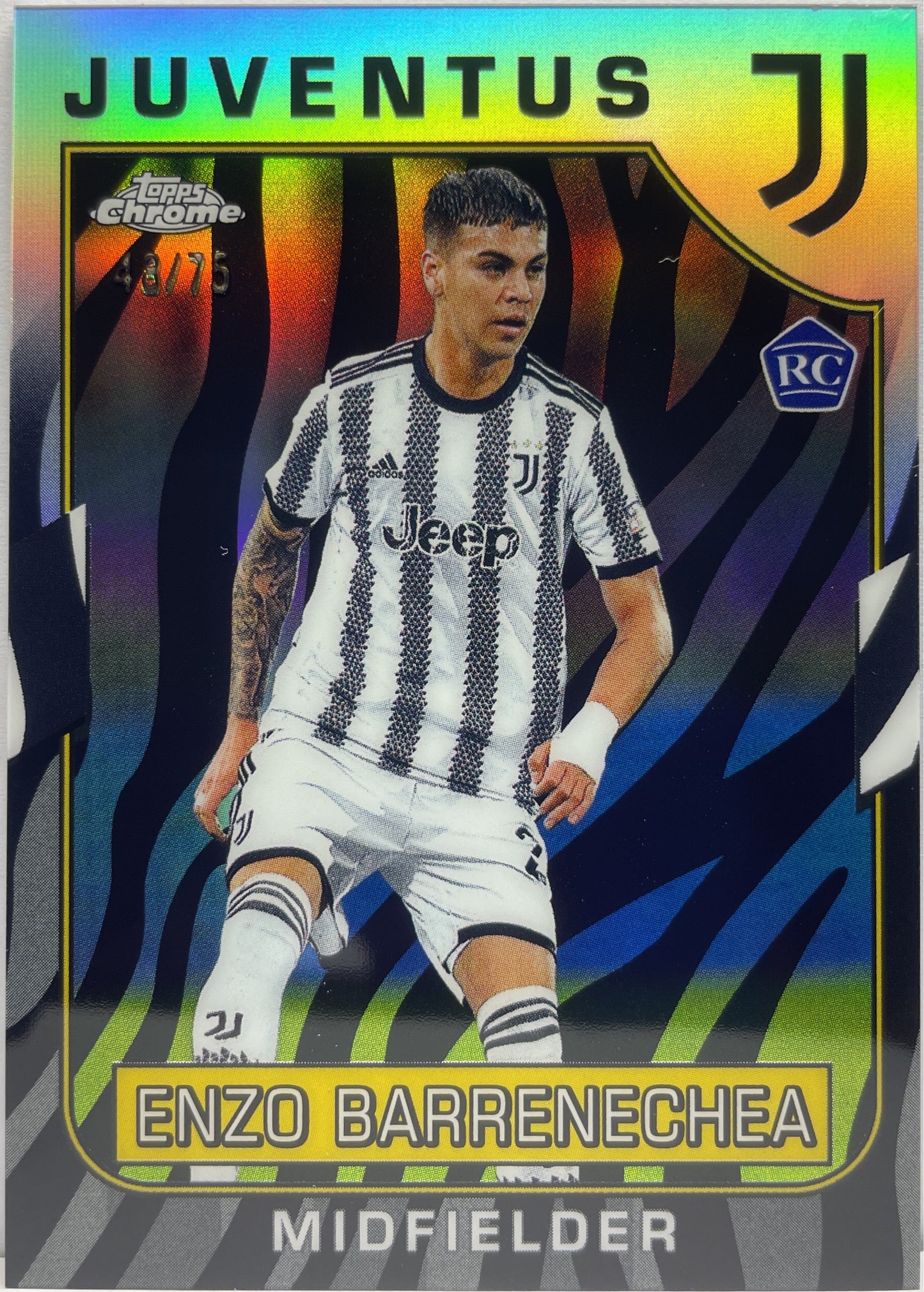 Enzo Barrenechea 48/75 Rookie Zebra Topps Chrome Juventus 2022/23