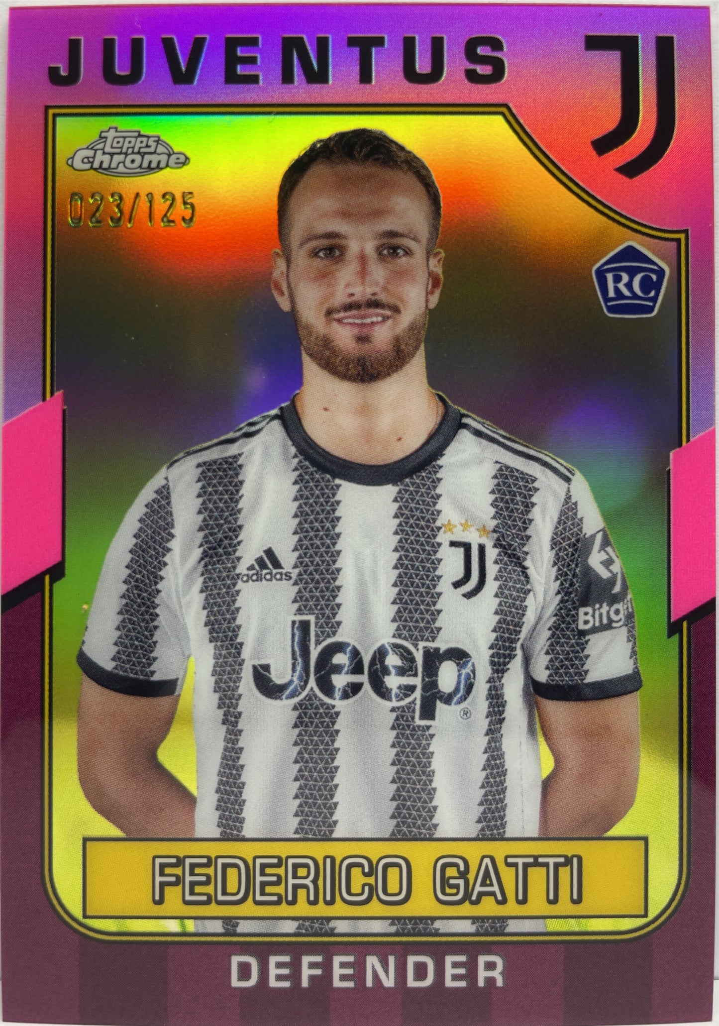 Federico Gatti 23/125 Rookie Pink Topps Chrome Juventus 2022/23