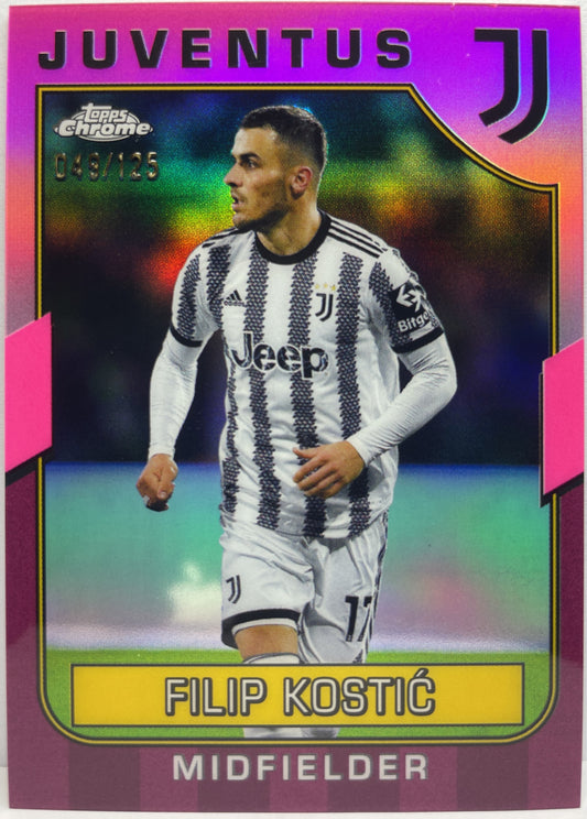 Filip Kostic 49/125 Pink Topps Chrome Juventus 2022/23