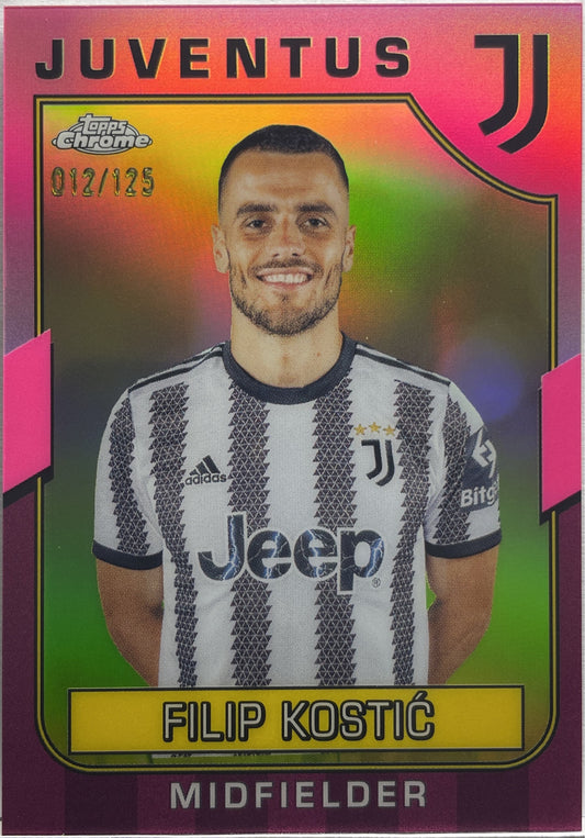 Filip Kostic 12/125 Pink Topps Chrome Juventus 2022/23