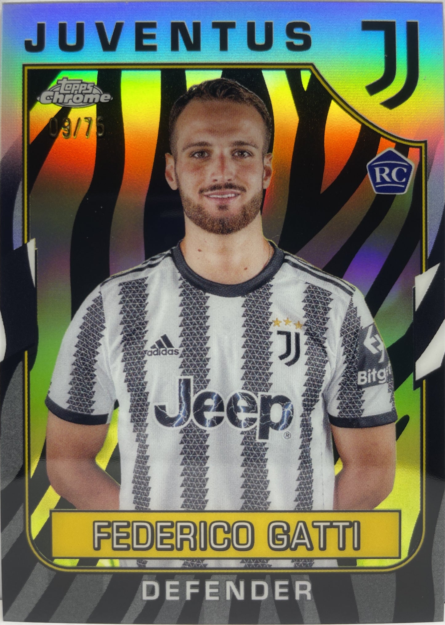 Federico Gatti 9/75 Rookie Zebra Topps Chrome Juventus 2022/23