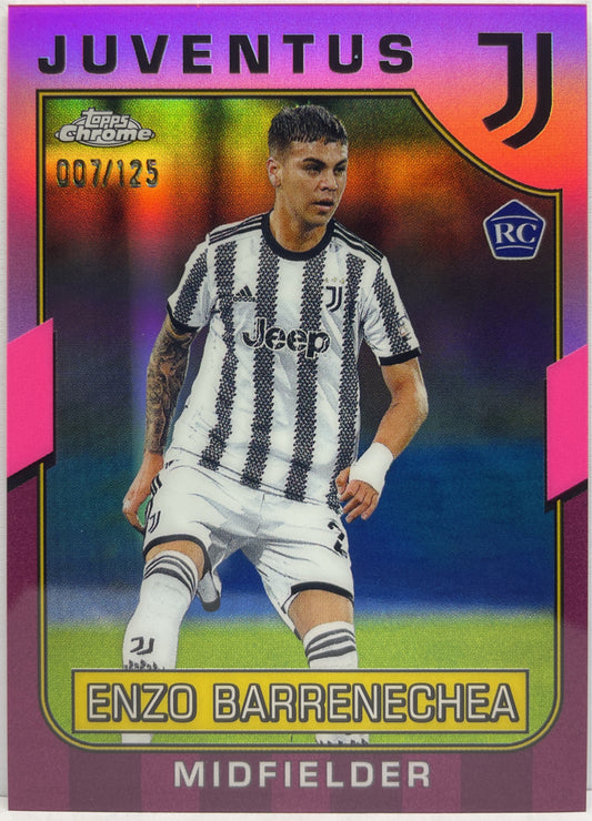 Enzo Barrenechea 7/125 Rookie Pink Topps Chrome Juventus 2022/23