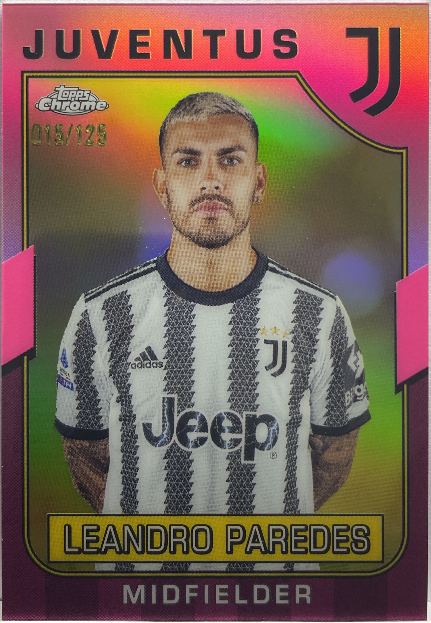 Leandro Paredes 15/125 Pink Topps Chrome Juventus 2022/23