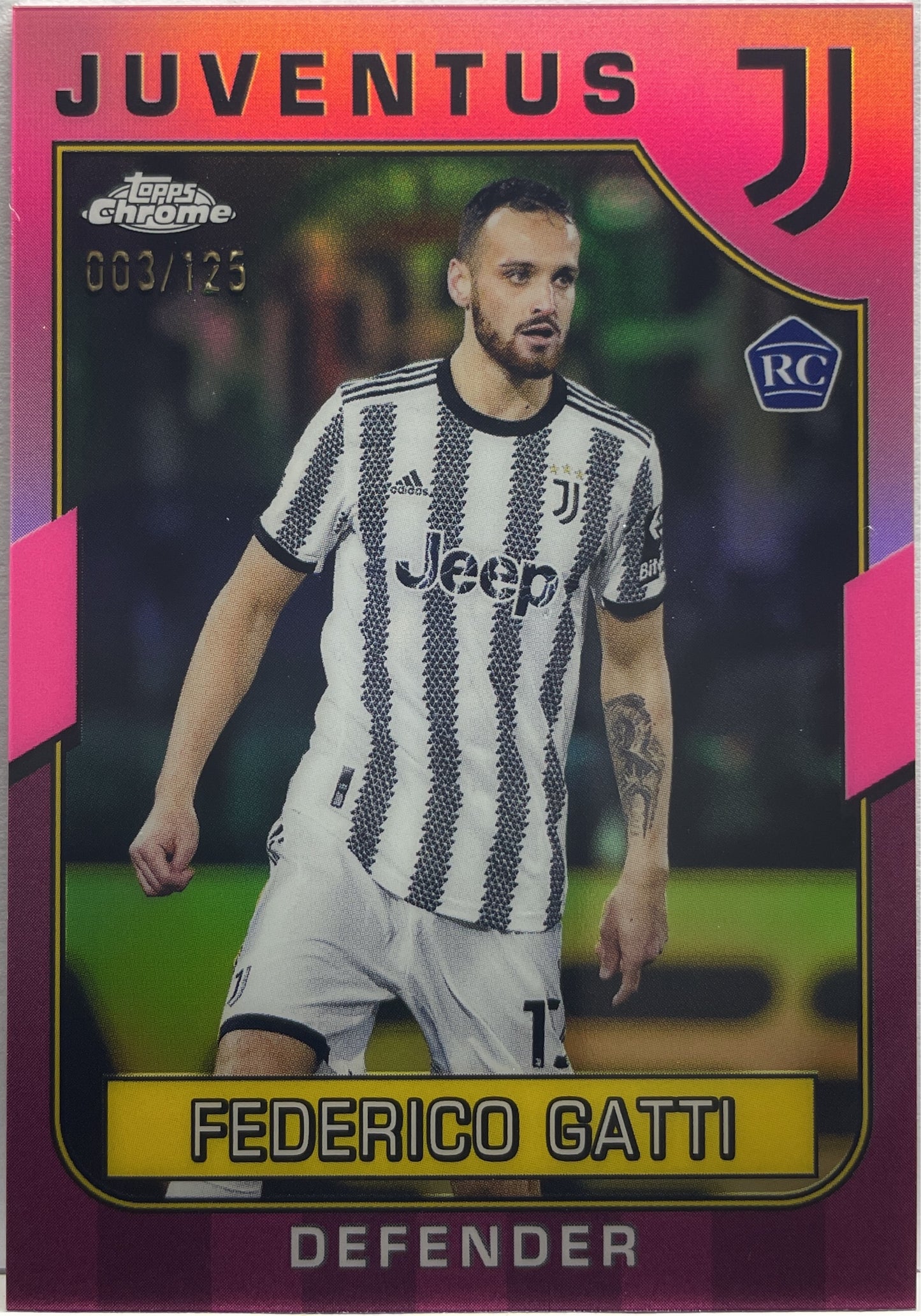 Federico Gatti 3/125 Rookie Pink Topps Chrome Juventus 2022/23