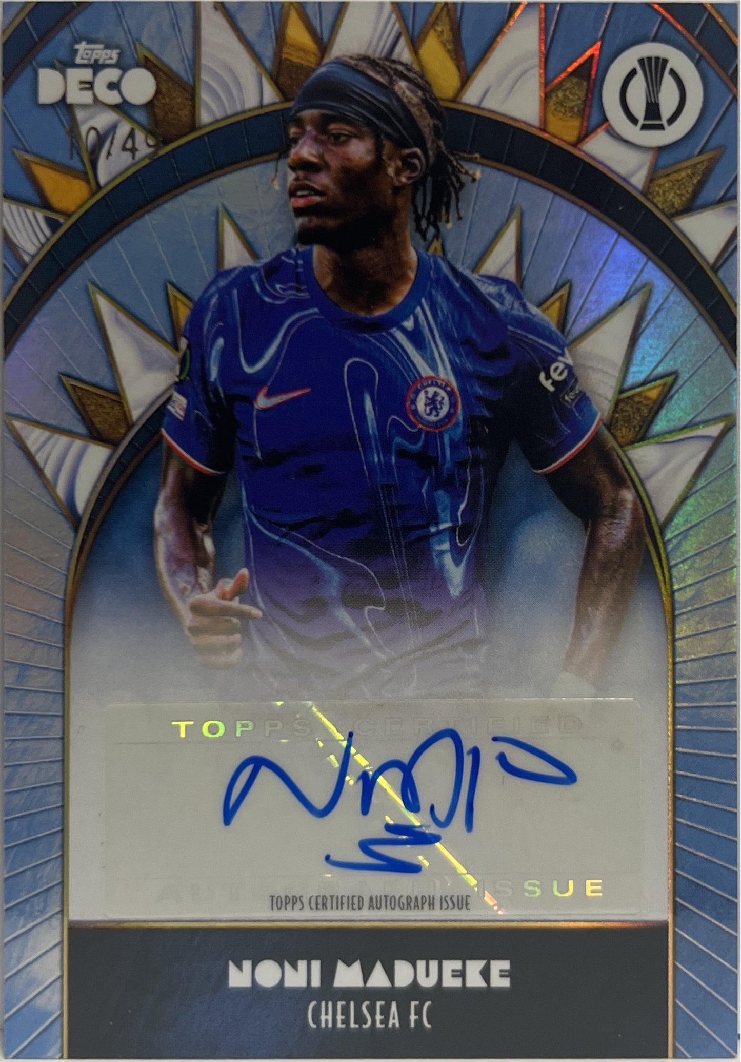 Noni Madueke 20/49 Autograph Blue Topps Deco UCC 2024/25