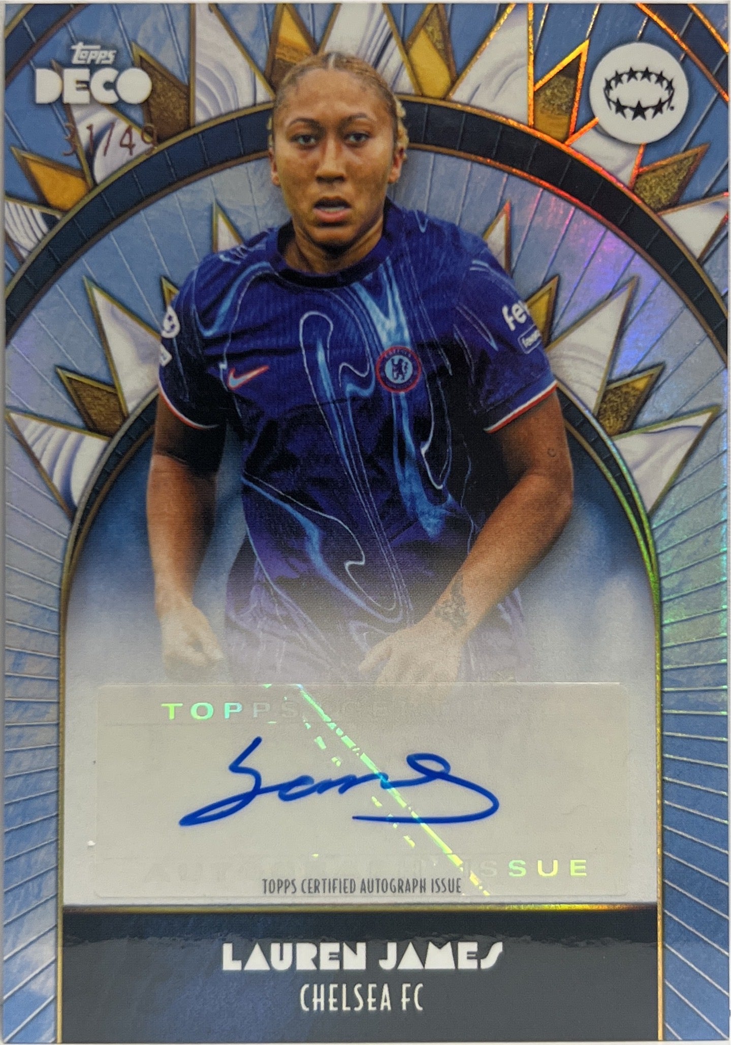 Lauren James 31/49 Autograph Blue Topps Deco UCC 2024/25