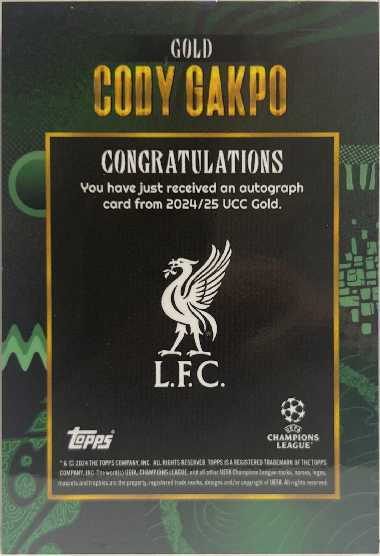 Cody Gakpo 8/99 Autograph Topps Gold UCC 2023/24