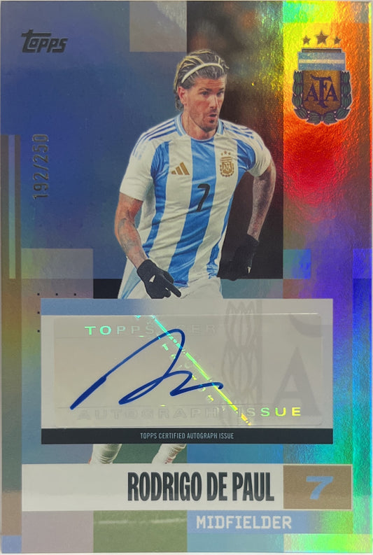 Rodrigo De Paul 192/250 Autograph Topps Argentina Team Set 2024/25