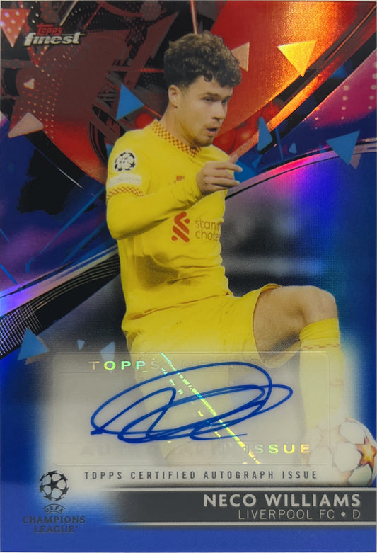 Neco Williams 128/150 Autograph Blue Topps Finest UCL 2021/22
