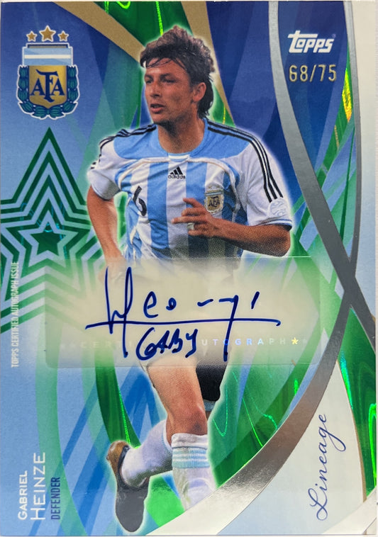 Gabriel Heinze 68/75 Autograph Green Topps Lineage Argentina 2024