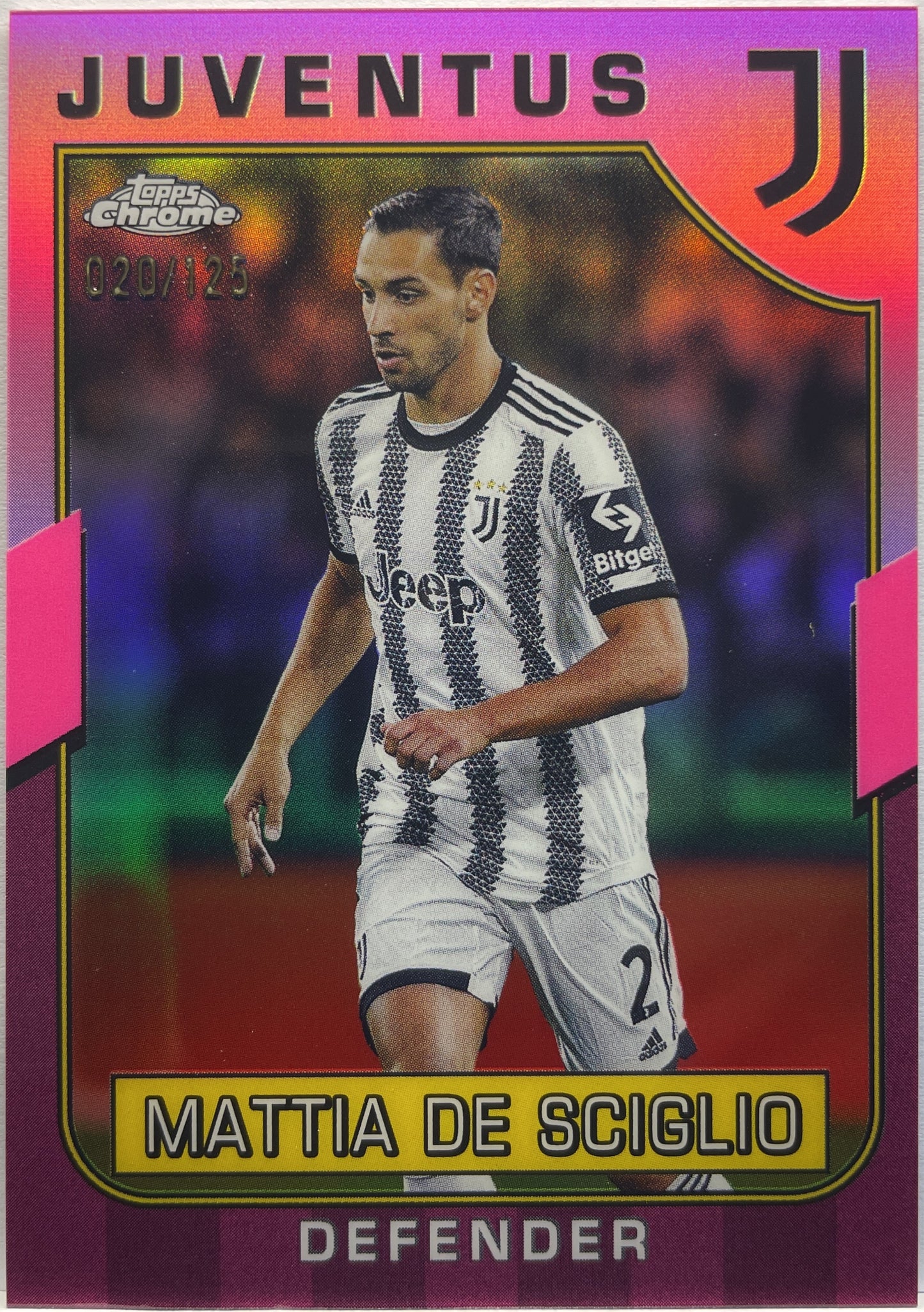 Mattia De Sciglio 20/125 Pink Topps Chrome Juventus 2022/23