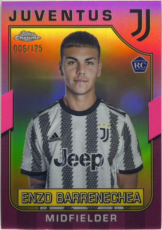 Enzo Barrenechea 6/125 Rookie Pink Topps Chrome Juventus 2022/23