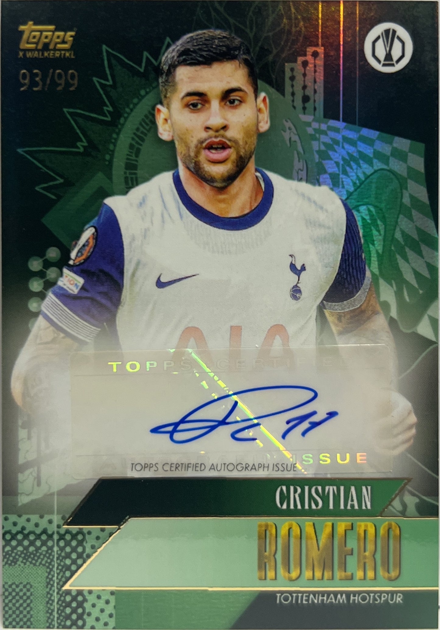 Cristian Romero 93/99 Autograph Topps Gold 2024/25