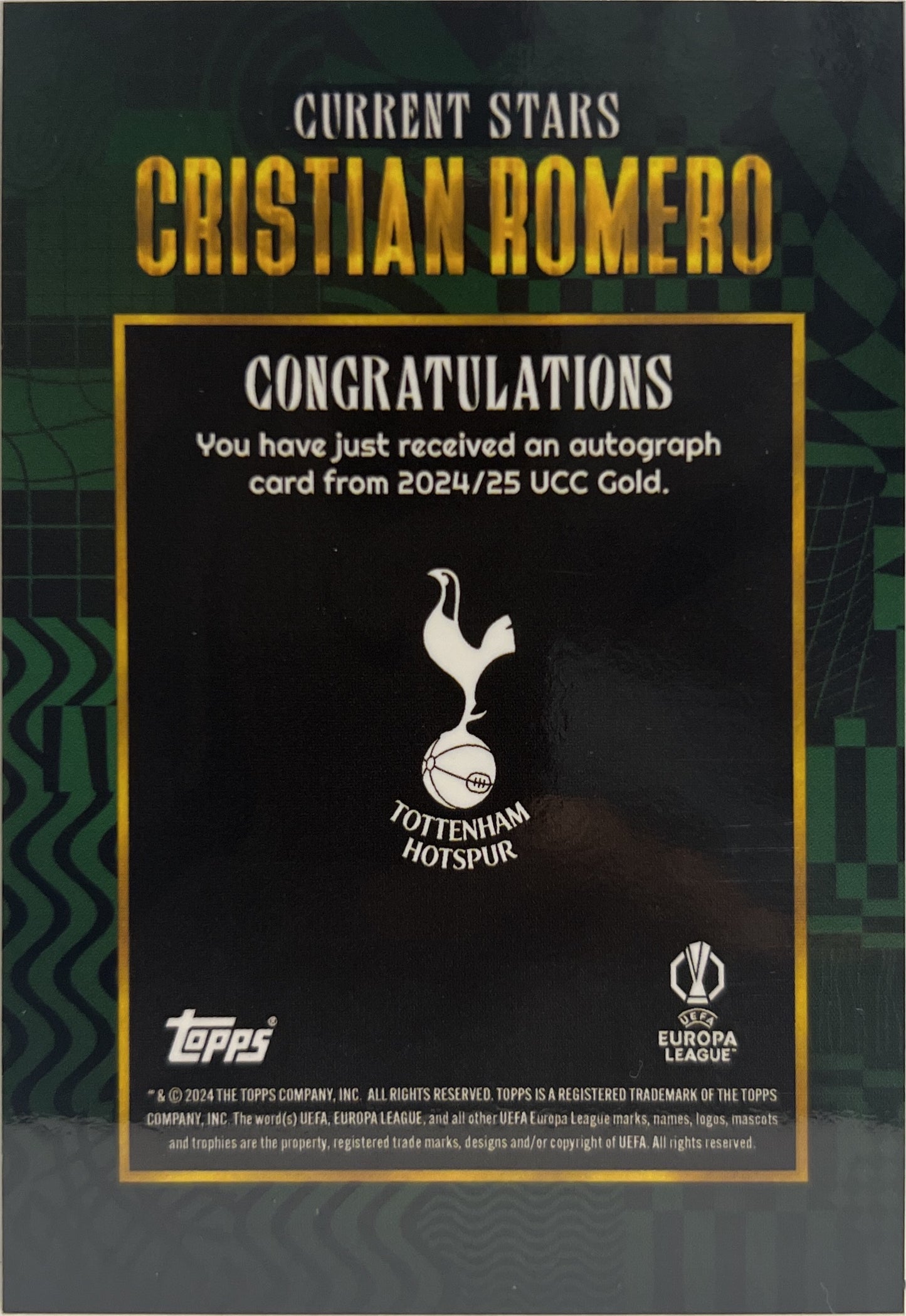 Cristian Romero 93/99 Autograph Topps Gold 2024/25