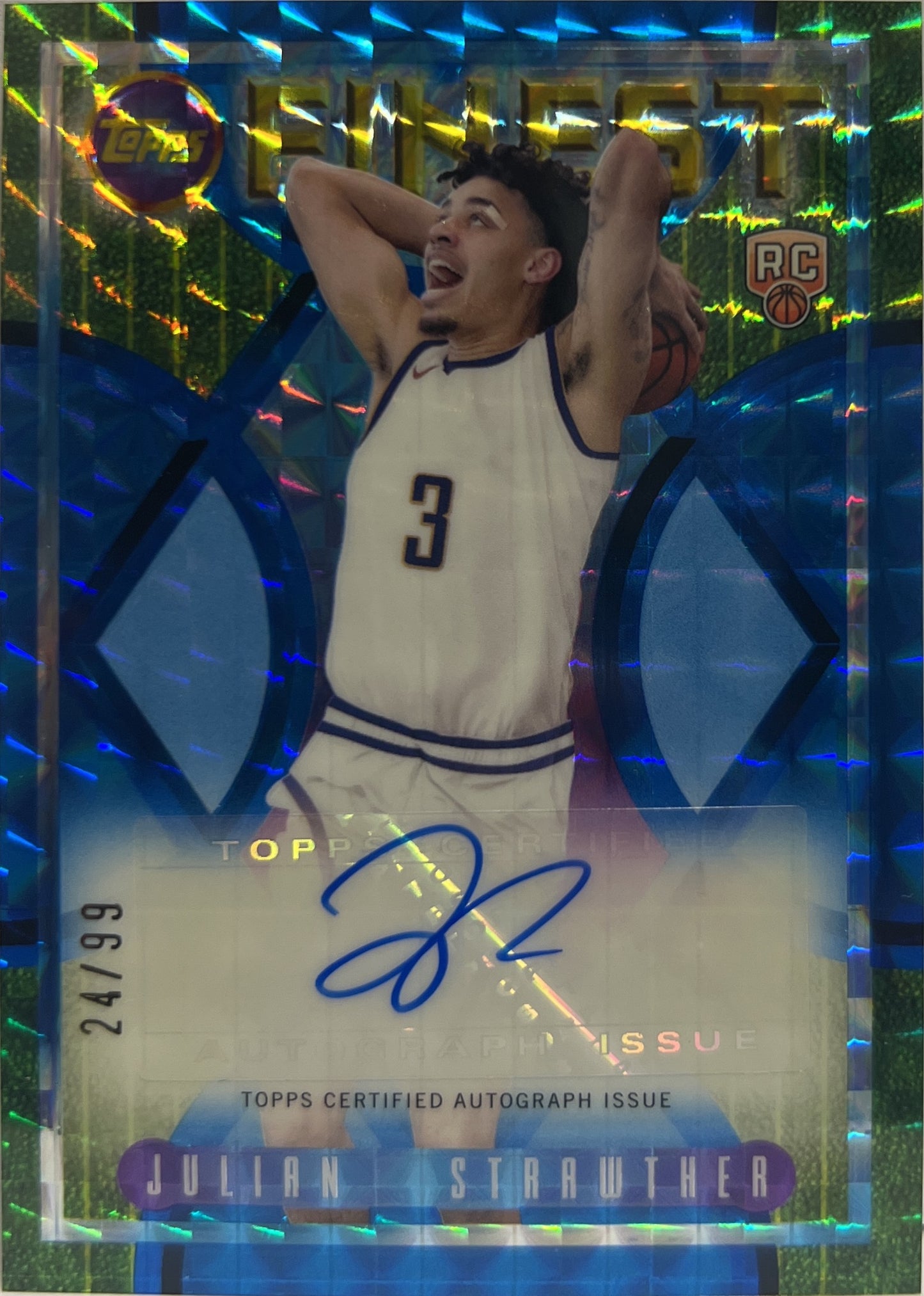 Julian Strawther 24/99 Autograph Geometric Topps Finest NBA Basketball 2023/24