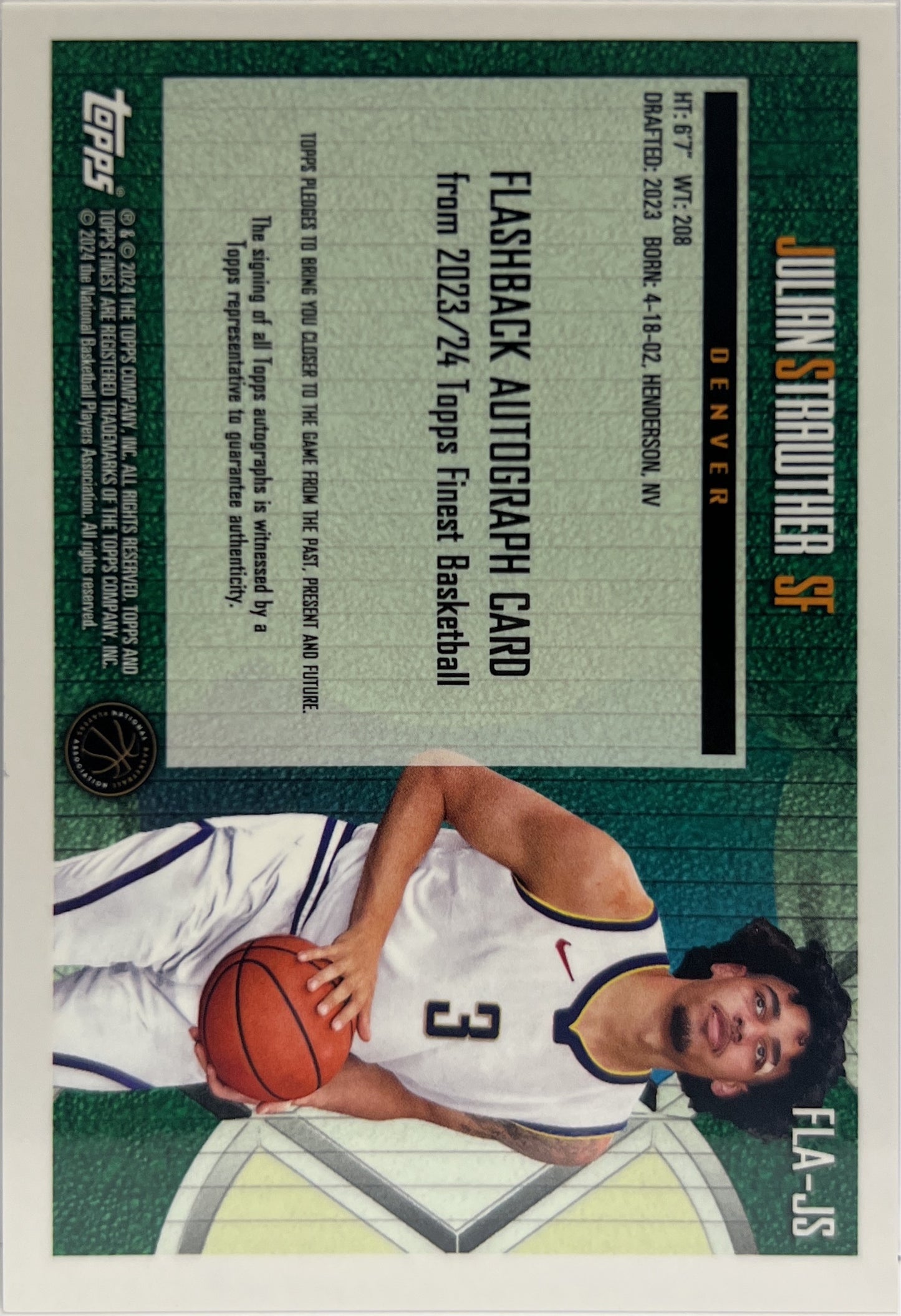 Julian Strawther 24/99 Autograph Geometric Topps Finest NBA Basketball 2023/24