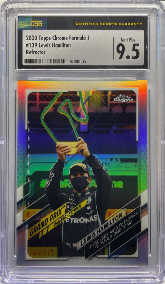 CSG 9.5 - Lewis Hamilton Refractor #139 - Topps Chrome F1 2020