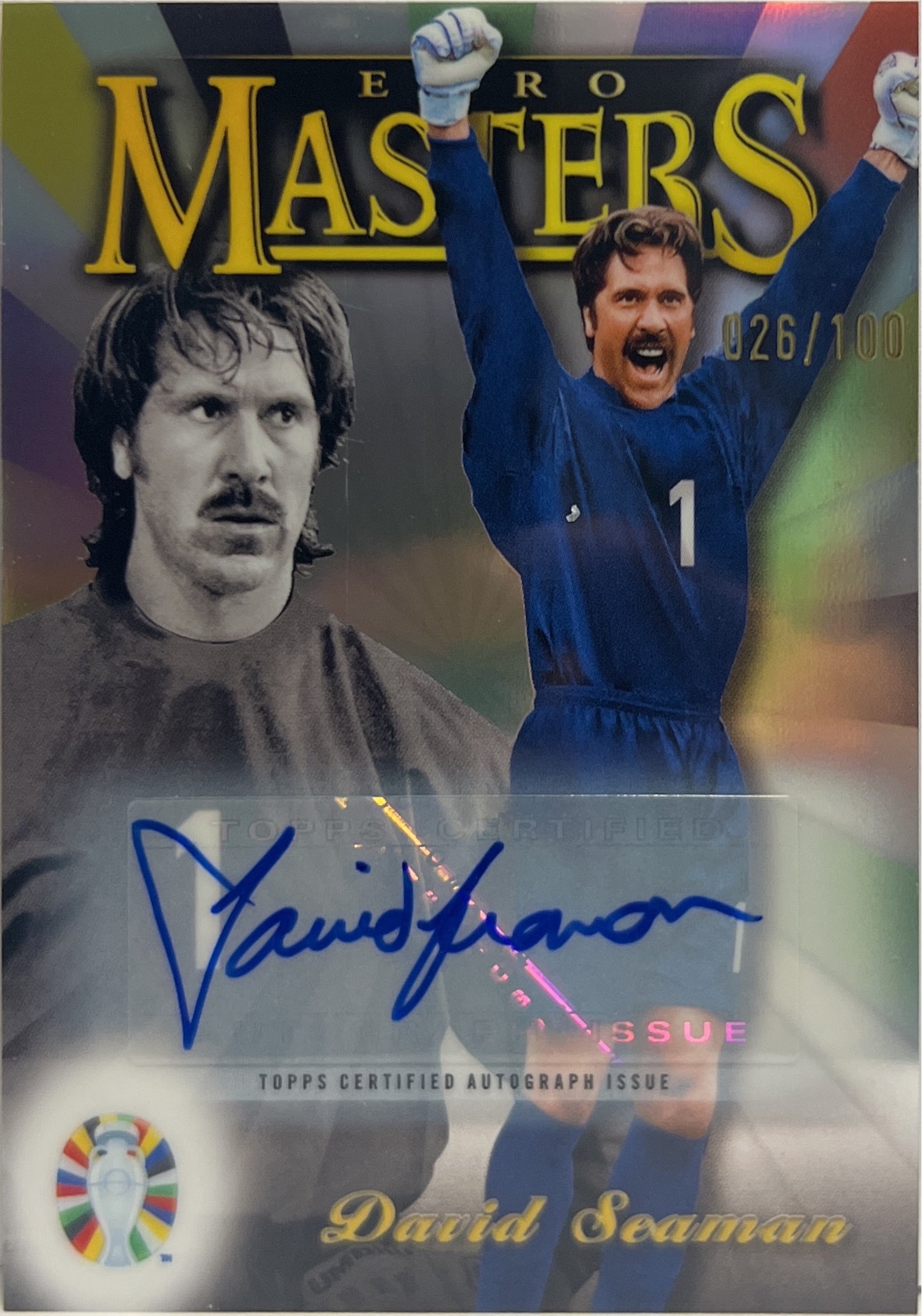 David Seaman 26/100 Autograph Euro Masters Topps Finest Road To Uefa Euro 2024