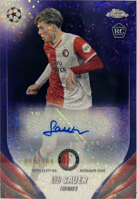 Leo Sauer 95/299 Rookie Autograph Purple Topps Chrome UCC 2023/24