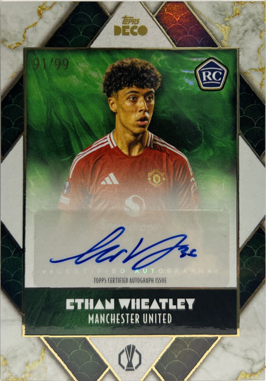 Ethan Wheatley 91/99 Rookie Autograph Prodigy Green Topps Deco 2024/25