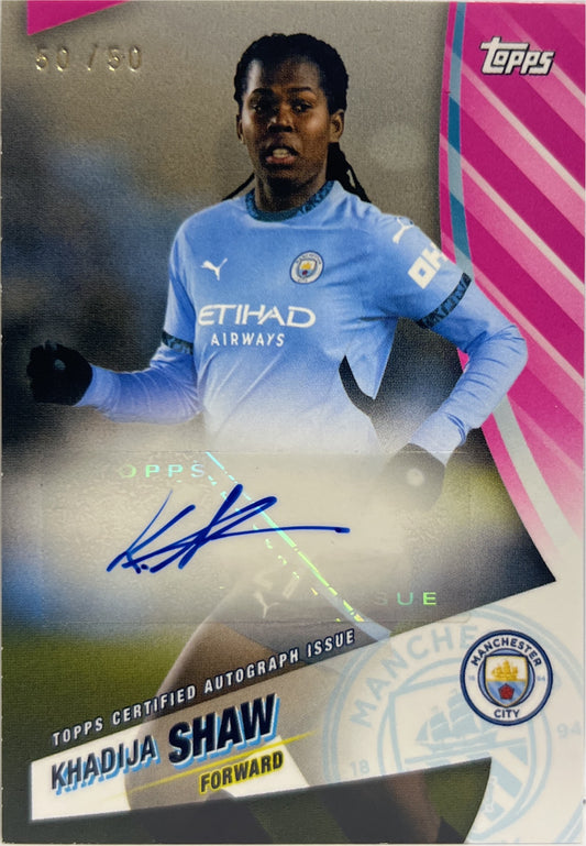 Khadia Shaw 50/50 Autograph Pink Topps Blue Moon Manchester City 2024/25
