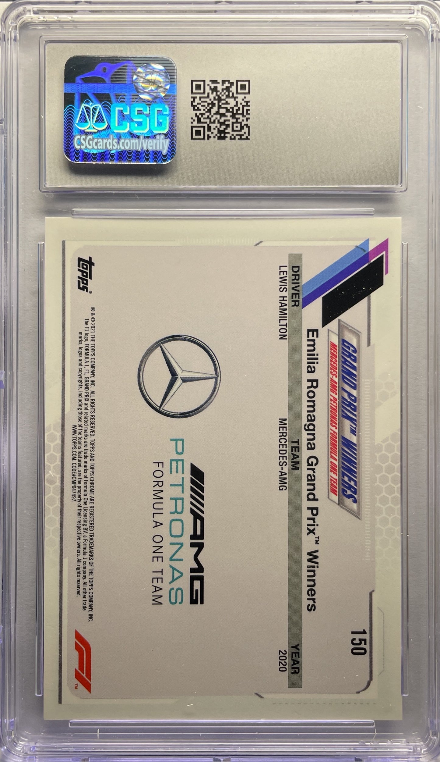 CSG 9.5 - Lewis Hamilton #150 - Topps Chrome F1 2021