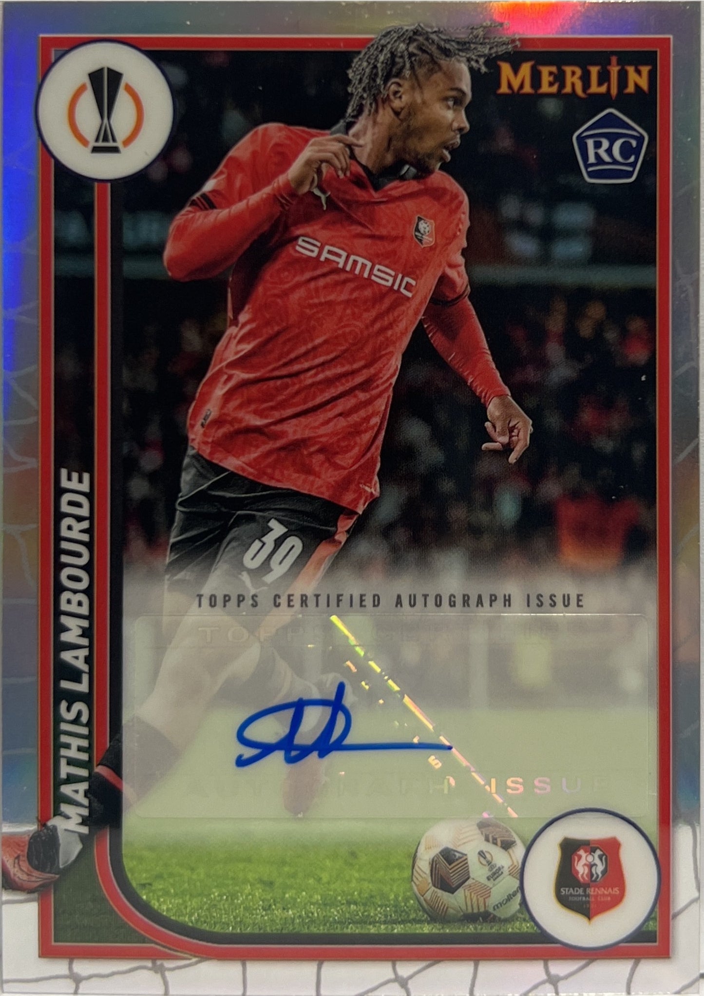 Mathias Lambourde Rookie Autograph Topps Chrome Merlin 2023/24
