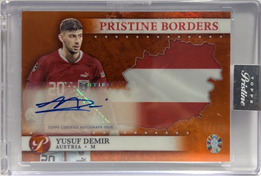 Yusuf Demir 7/25 Autograph Pristine Borders Orange Topps Pristine Road To Euro 2024