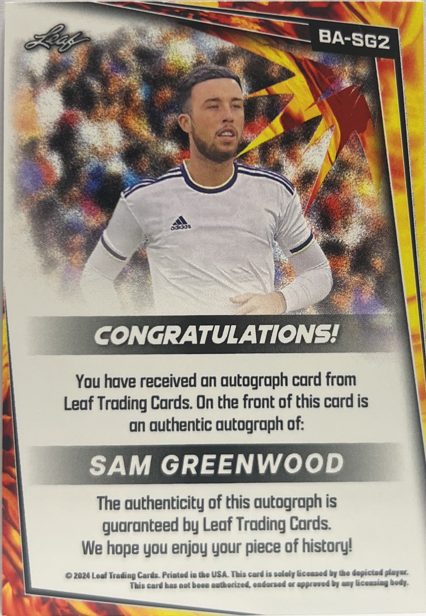 Sam Greenwood Autograph Leaf 2024