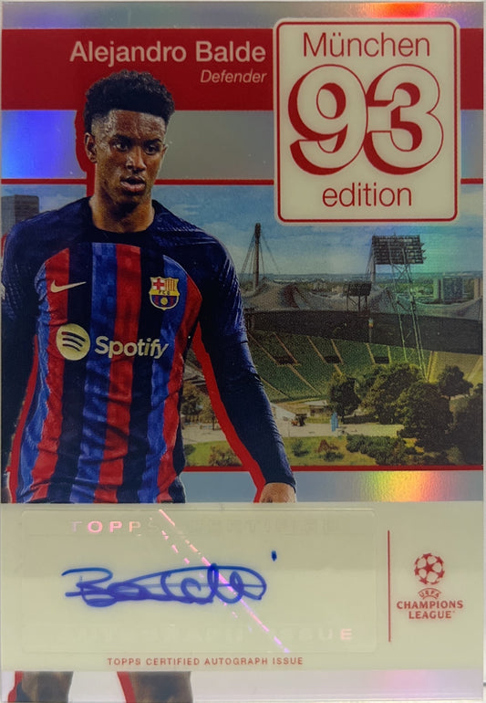 Alejandro Balde Autograph Munchen 93 Edition Topps Superstars UCL 2022/23